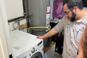 Clothes Washer repair expert working